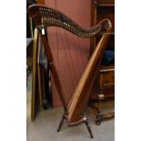 EKYSIAN; a 1985 Hempson 36-string Celtic harp, approx 146 x 76cm, on three feet (one af).