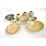 A group of circa 14th-15th century Sawankhalok (Thailand) celadon ware including tea bowl,