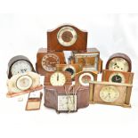 Thirteen assorted mantel clocks, including mahogany cased Art Deco example with chrome mounts,