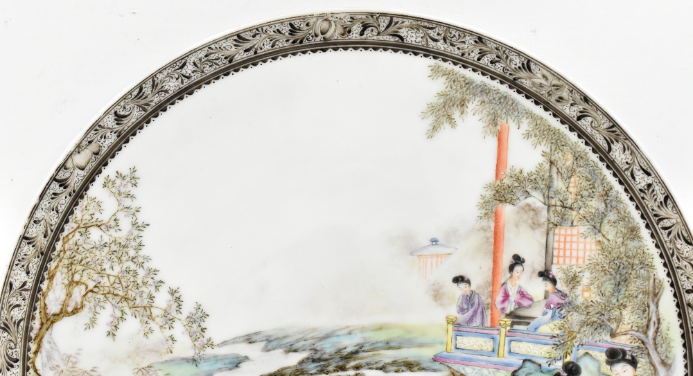 Two Chinese porcelain Republic period circular plates, each painted in enamels with figures in - Image 16 of 21