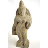 A rare 9th/10th century Javanese carved volcanic stone figure of Durga (Mahisasuramardini), height