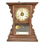 SETH THOMAS CLOCK CO; a late 19th/early 20th century American mahogany cased musical double alarum