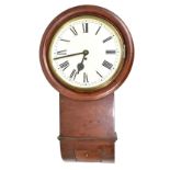A 19th century Norfolk-type mahogany drop dial wall clock, the circular painted dial set Roman