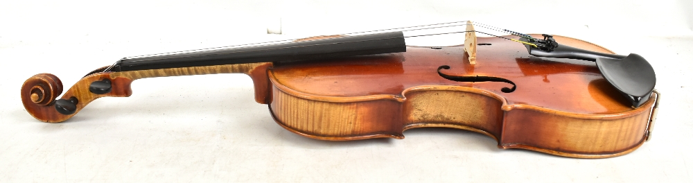 A full size German Wallis's student's violin, patent no.5781, with two-piece back, length 35.6cm, - Image 3 of 10