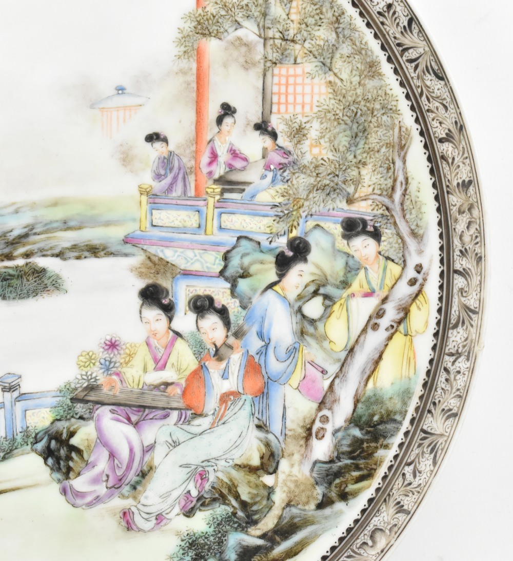 Two Chinese porcelain Republic period circular plates, each painted in enamels with figures in - Image 18 of 21