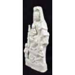 A Chinese Dehua type blanc-de-Chine glazed porcelain figure of Guanyin, of mould construction,