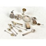 A collection of Chinese silver, to include an egg cup by Zeewo, spirit pourer with shot glass,