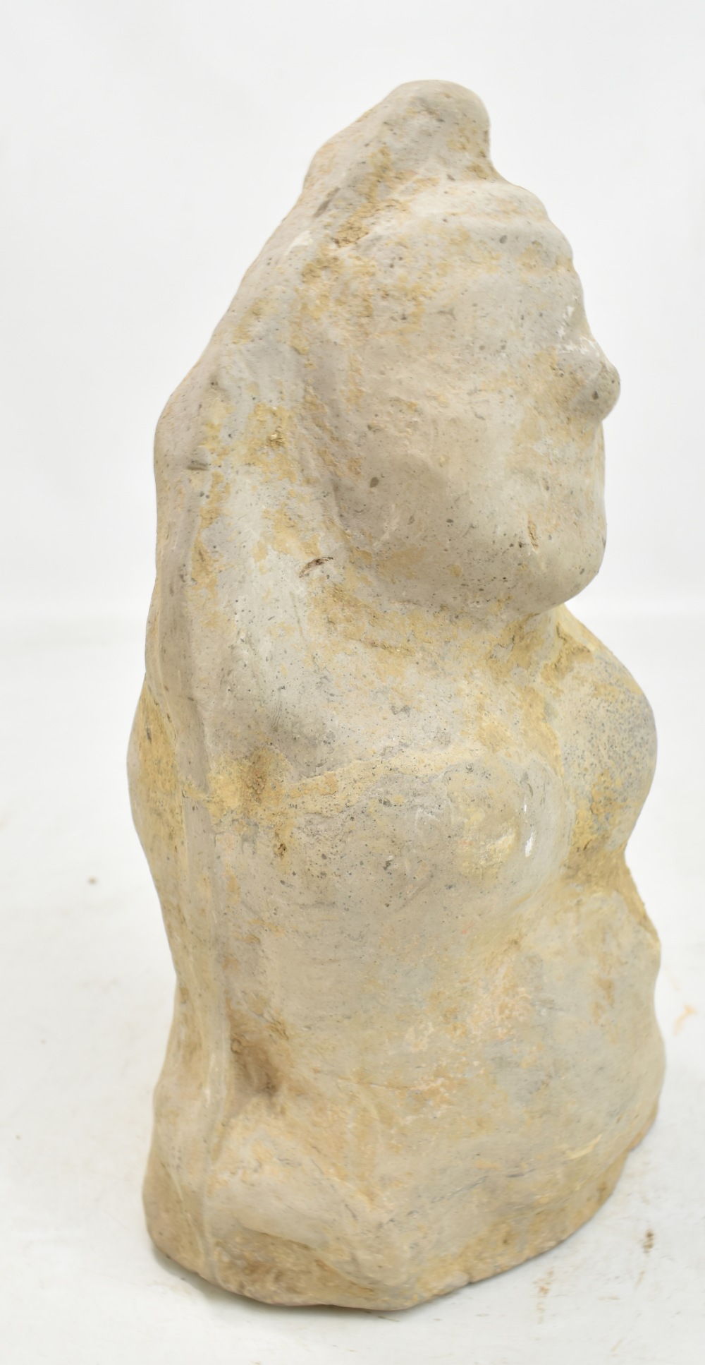 A Chinese Han dynasty stoneware figure, upper torso and head only, features indistinct, height - Image 8 of 14