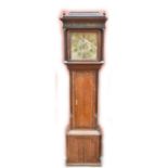 A George III oak cased eight day longcase clock, the brass face set with circular dial with Roman