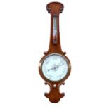 A Victorian mahogany banjo barometer, with white circular dial, height 101cm.Additional