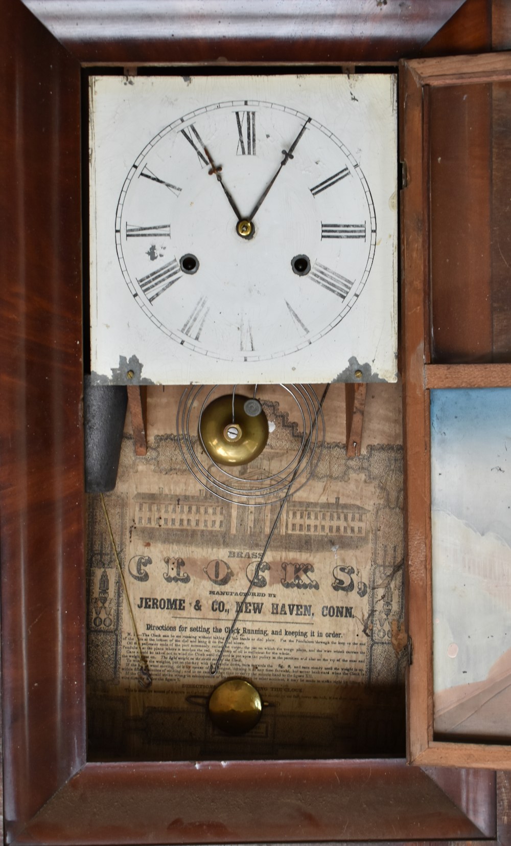 JEROME & CO OF NEW HAVEN, CONN. USA; a late 19th century American mahogany veneered ogee wall clock, - Image 2 of 9
