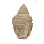 A large Javanese carved volcanic bust of Buddha, height 45cm.Additional InformationGeneral wear