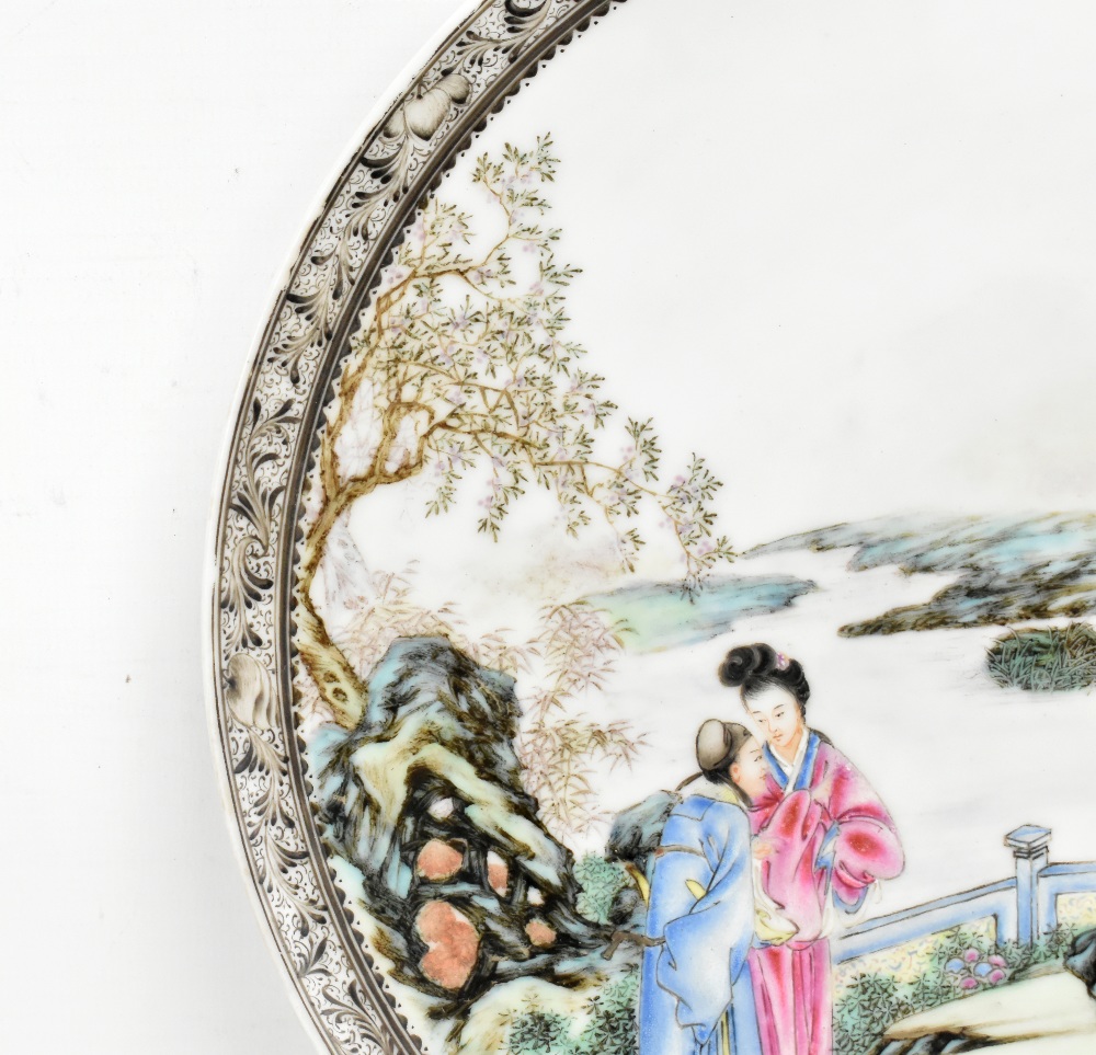 Two Chinese porcelain Republic period circular plates, each painted in enamels with figures in - Image 19 of 21
