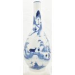 A late 19th/early 20th century Chinese blue and white porcelain bottle vase painted with figures and