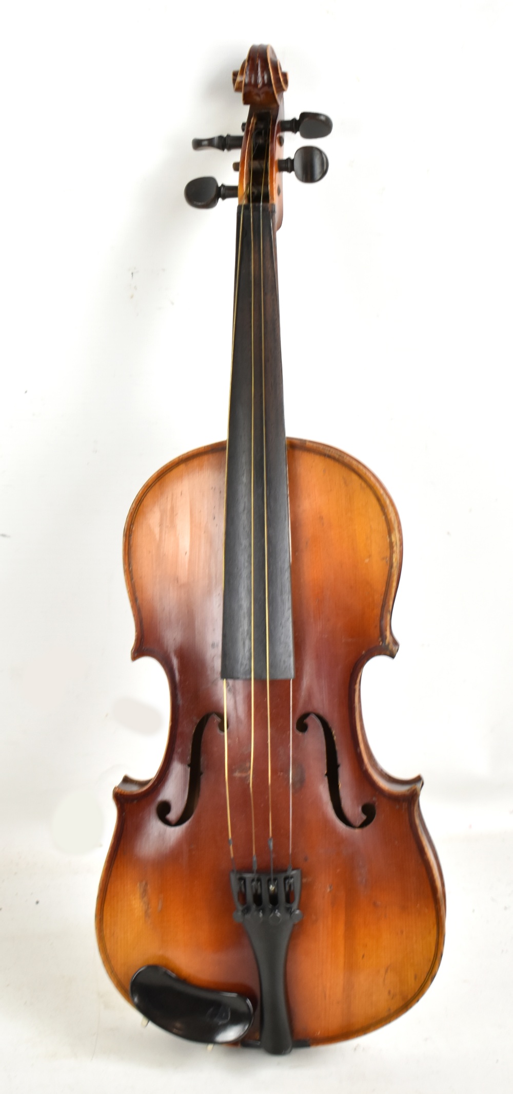 A full size German Wallis's student's violin, patent no.5781, with two-piece back, length 35.6cm, - Image 7 of 10