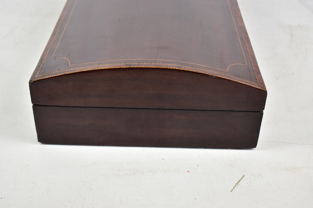 A late 19th century mahogany and shell inlaid violin case, 80 x 31cm. - Image 4 of 8