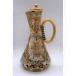 MEIZAN; a fine Japanese Meiji period Satsuma wine ewer, the spreading body decorated with two main