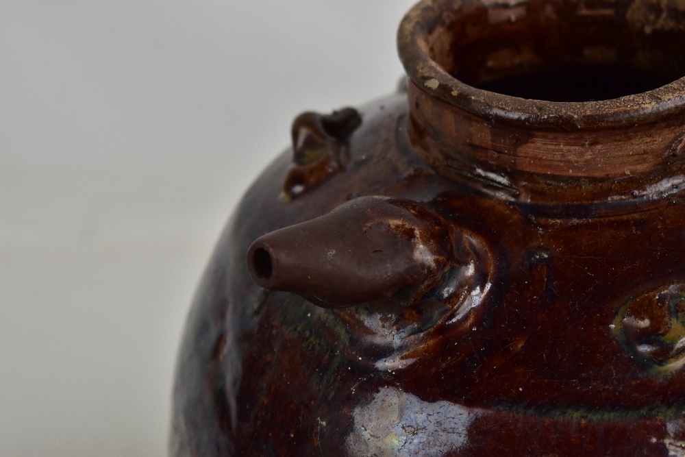 A Chinese bowl, circa 200 BC, with painted interior decoration and four moulded rim mounts, diameter - Image 3 of 7