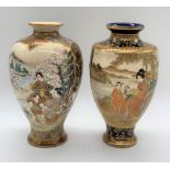 Two Japanese Meiji period Satsuma vases of ovoid form, both painted with figures in landscapes and