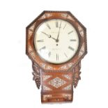 GREENHAUGH OF MANCHESTER; a Victorian drop dial wall clock with mother of pearl inlay decoration