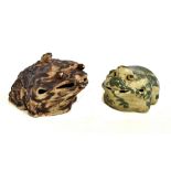 Two 19th century or earlier Chinese ceramic modelled as toads promoting fertility, each with