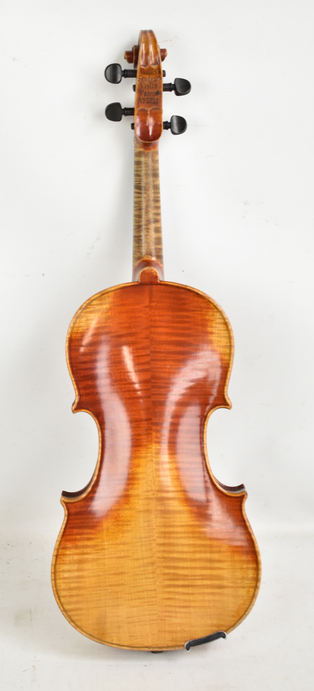 A full size German Wallis's student's violin, patent no.5781, with two-piece back, length 35.6cm, - Image 2 of 10