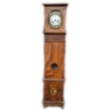 J FINEL; a French inlaid longcase clock, the circular enamelled dial with Roman numerals and