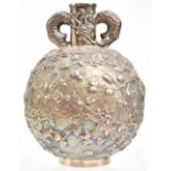 LUEN WO OF SHANGHAI; a late 19th century Chinese Export silver globular vase with pierced handles