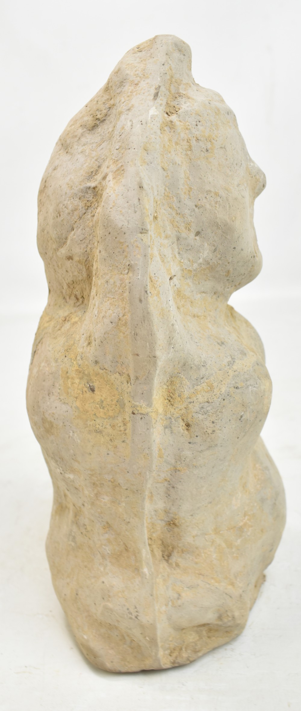 A Chinese Han dynasty stoneware figure, upper torso and head only, features indistinct, height - Image 7 of 14