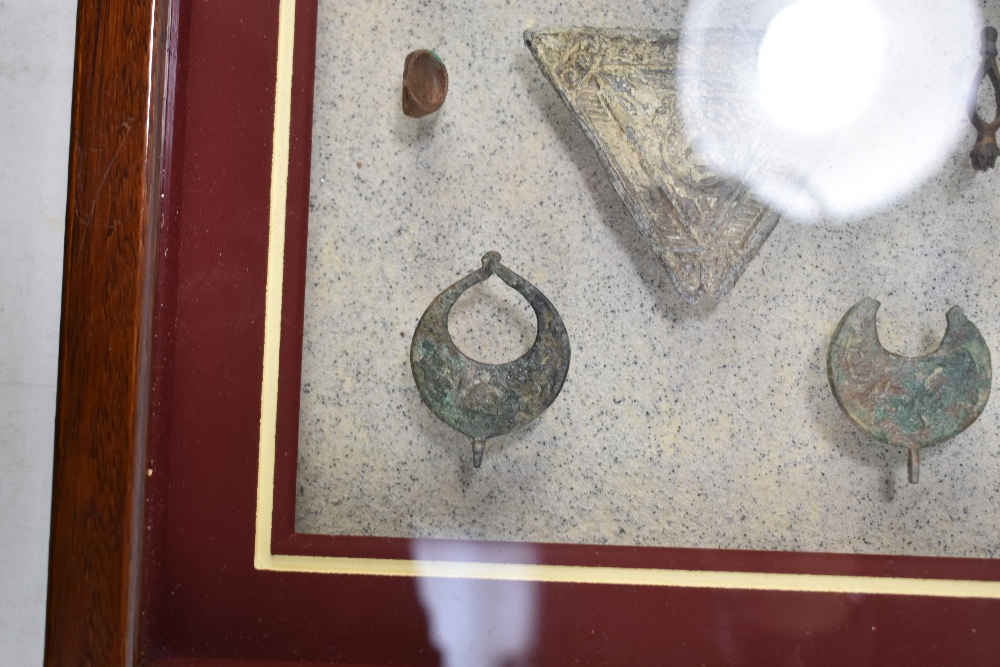 A small group of ancient jewellery including Egyptian faience turquoise glazed beads, Javan orange - Image 4 of 18