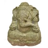 A very large Javanese carved volcanic stone figure of Ganesh, height 55cm.Additional
