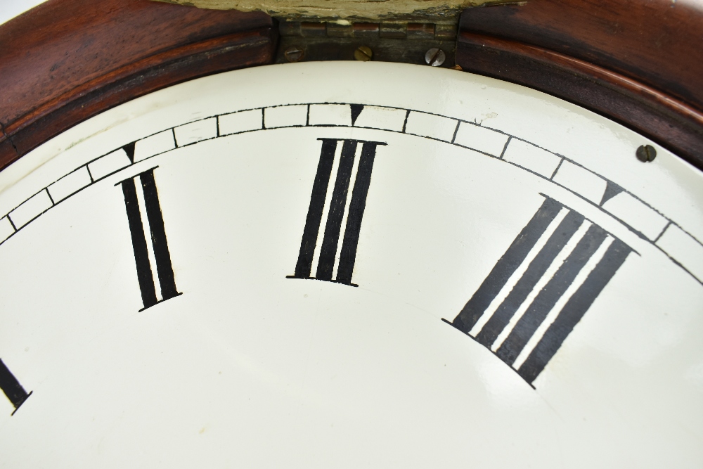 A 19th century Norfolk-type mahogany drop dial wall clock, the circular painted dial set Roman - Image 6 of 22