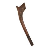 A small early 20th century Fijian Sali tribal war club with inside decoration to the blade,