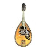 SILVESTRI CATANIA; a fine late 19th century eight string bowl back mandolin with figural carved