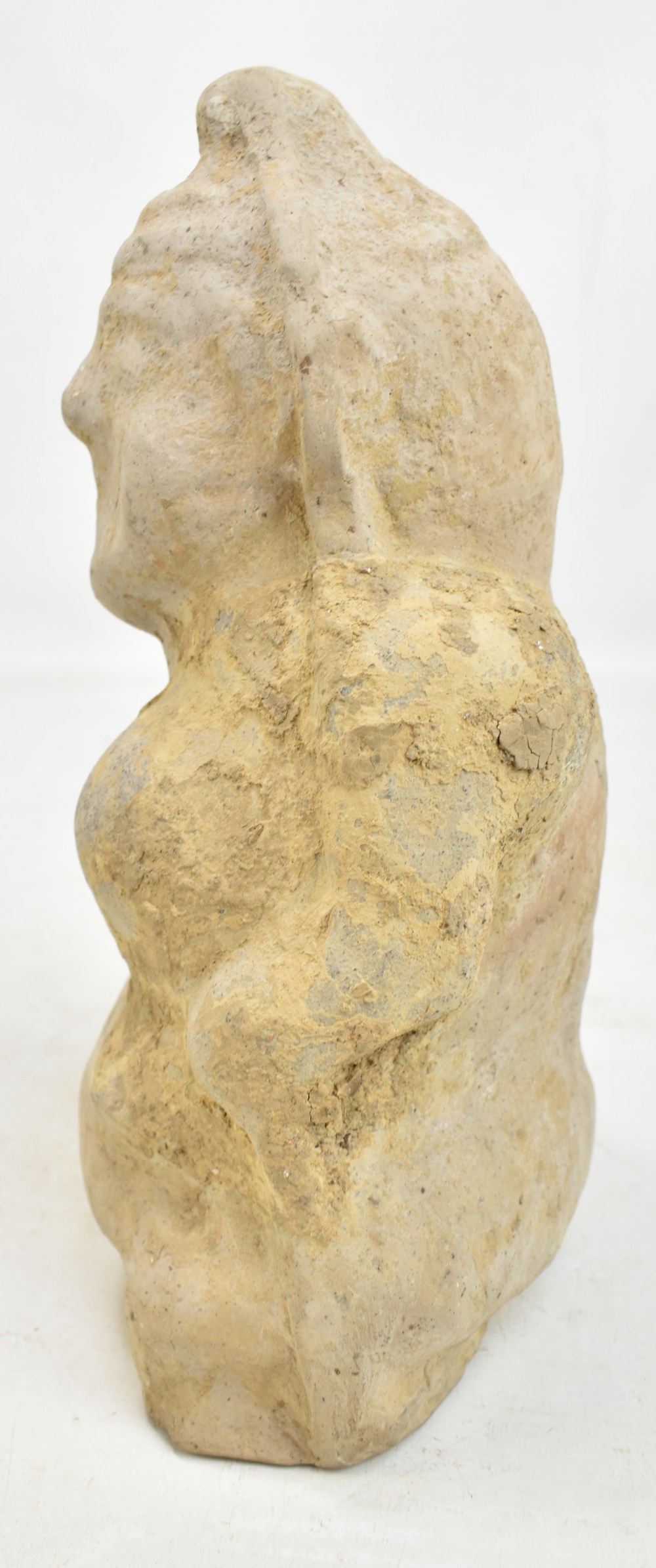 A Chinese Han dynasty stoneware figure, upper torso and head only, features indistinct, height - Image 3 of 14