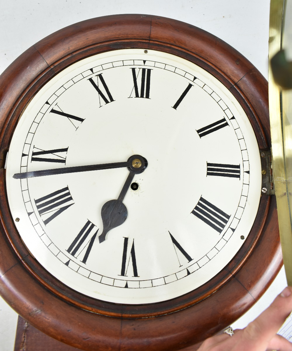 A 19th century Norfolk-type mahogany drop dial wall clock, the circular painted dial set Roman - Image 4 of 22