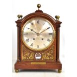 WINTERHALDER & HOFMEIER; an early 20th century mahogany cased bracket clock, the silvered dial