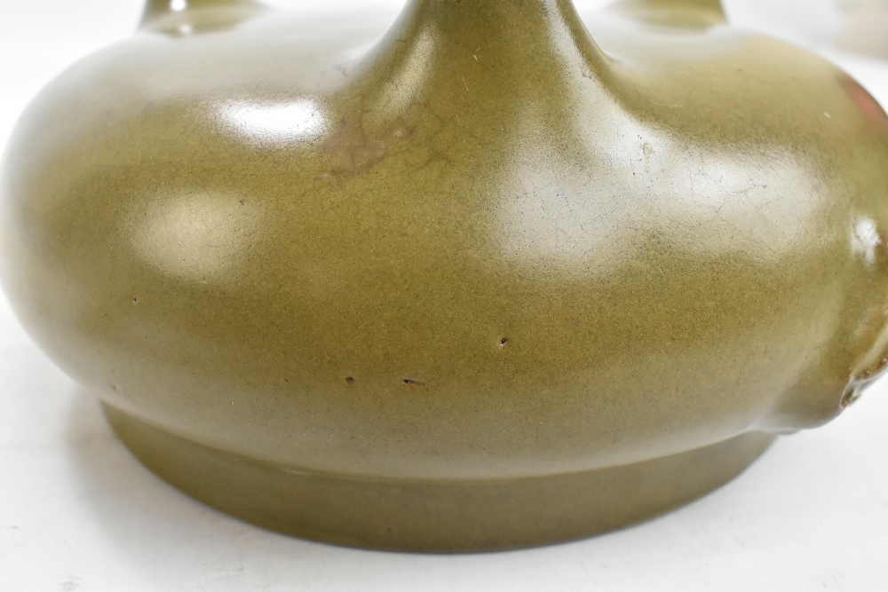 A good 18th century Chinese tea dust glazed censer of squat circular form with twin moulded masks, - Image 8 of 17