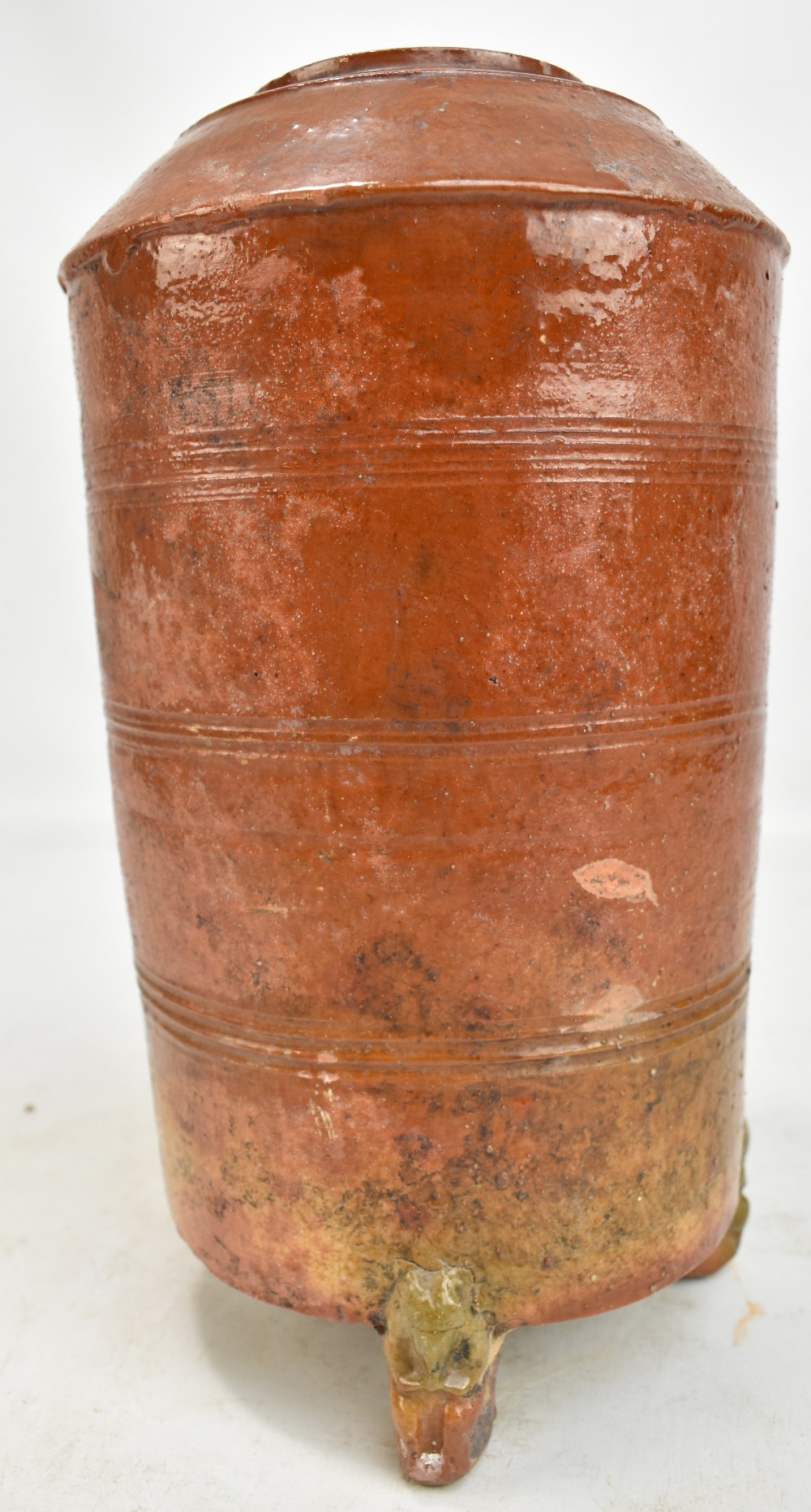 A Chinese Tang dynasty terracotta glazed earthenware urn/jar with incised bands to body on three - Image 5 of 12