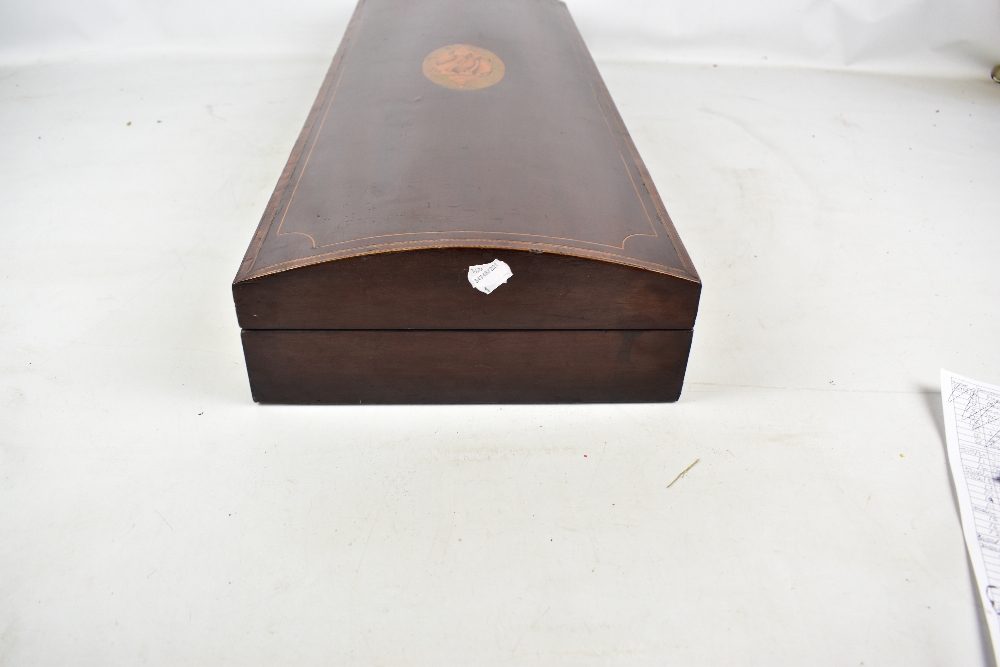 A late 19th century mahogany and shell inlaid violin case, 80 x 31cm. - Image 7 of 8