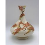 YABU MEIZAN; a Japanese Meiji period Satsuma vase finely decorated with leaves upon branches on a