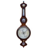 A 19th century rosewood banjo barometer with central mirror above silvered dial, height 102cm.
