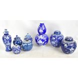 Eight pieces of late 19th/early 20th century Chinese blue and white porcelain, all decorated with