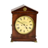 E J WILES OF LONDON; a Regency mahogany bracket clock, with applied gilt metal Tudor rose finial