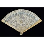 A late 19th century Chinese Export carved ivory brisé fan, the outer sticks featuring dragons