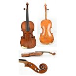 A full size Irish violin by Thomas Perry and William Wilkinson, Dublin, with two-piece back