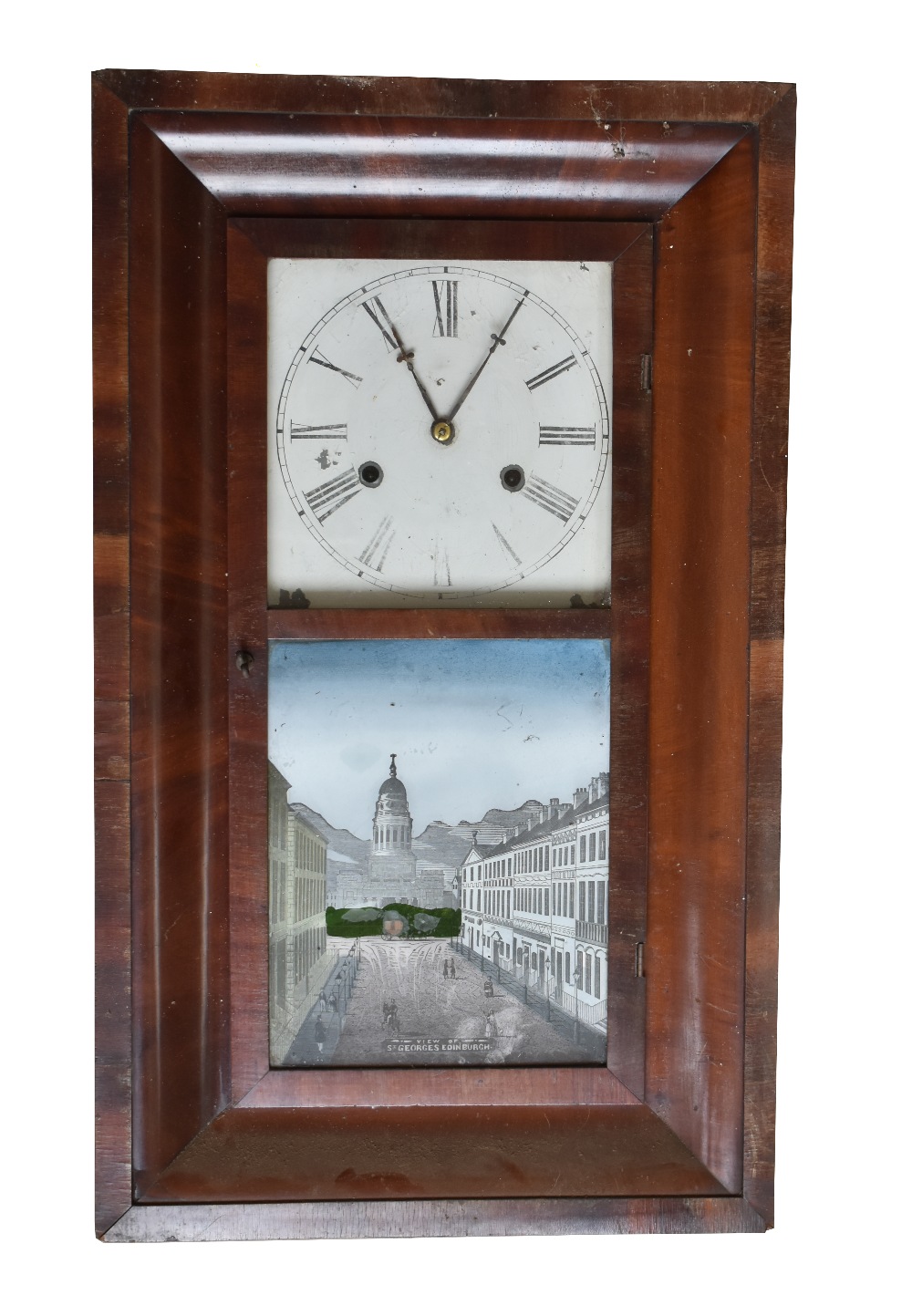 JEROME & CO OF NEW HAVEN, CONN. USA; a late 19th century American mahogany veneered ogee wall clock,
