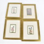 19TH CENTURY MUGHAL SCHOOL; four watercolour on ivory floral studies, all within coloured borders