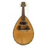 An early 20th century Italian 'Il Globo' bowl back mandolin, length 62cm, cased.