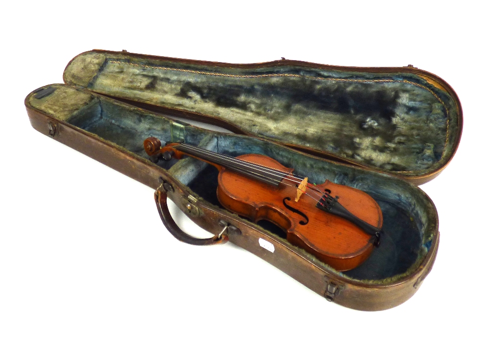 MEDIO-FINO; a French quarter size violin with one-piece back, length 25.5cm, cased. - Image 8 of 8